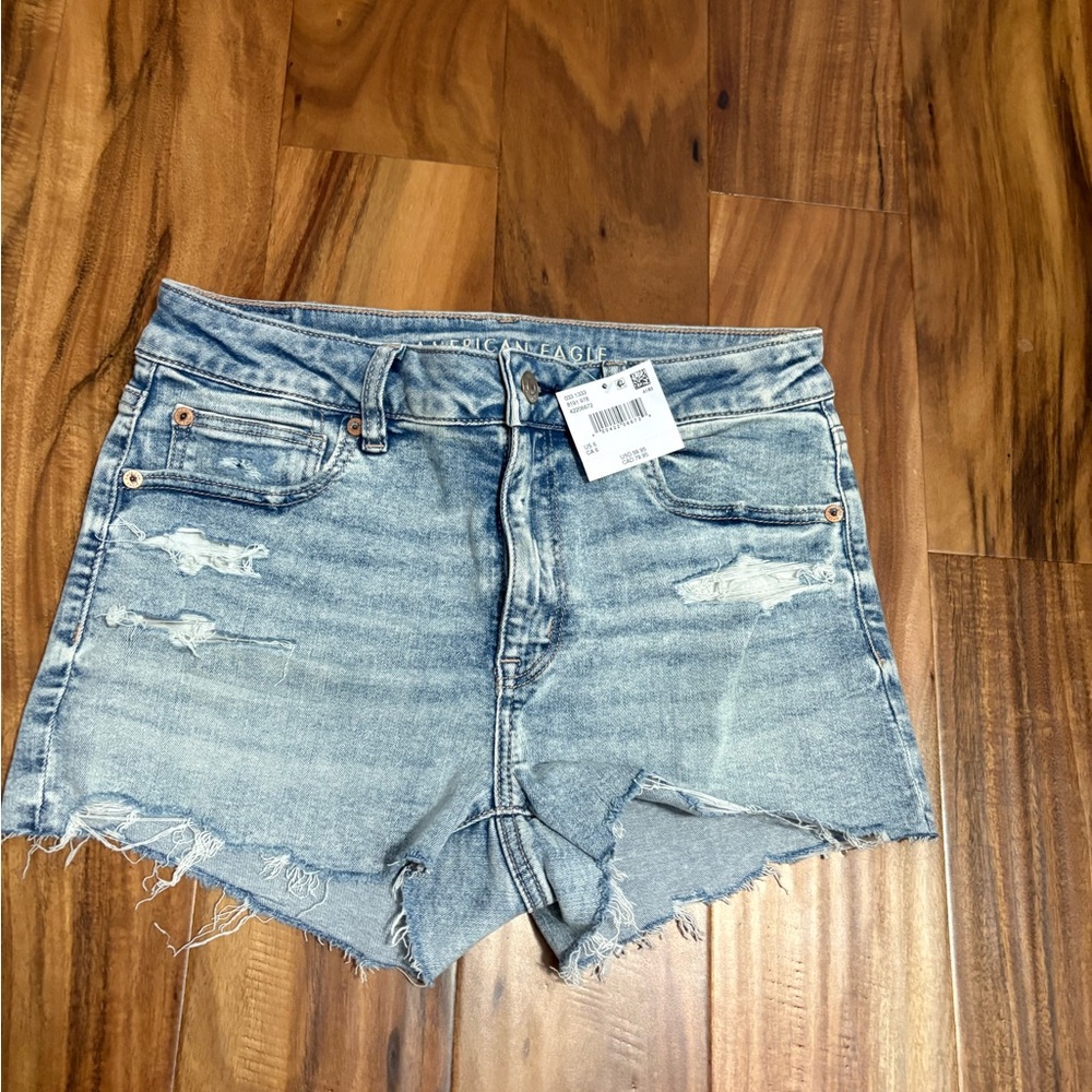 American Eagle Outfitters Light Wash Distressed Denim Shorts